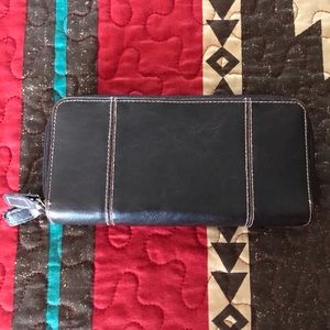 Brown Double Zipper Pocket Wallet